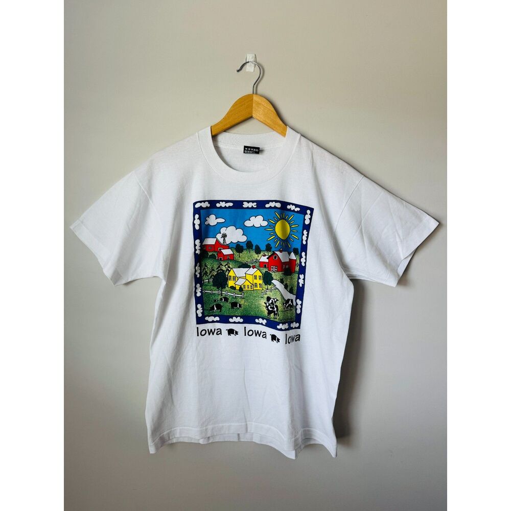 Fruit of the Loom Best Iowa Vintage Short Sleeve Tshirt Unisex L 1992 Farm Graph